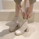 Boots Women 2025 New Spring And Autumn Single Boots Martin Boots Round Head Waterproof Station Naked Boots Coarse High Boots And Boots Women