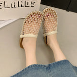 Woven Woven Half Slippers Women Summer Wear 2025 New French Dress Cool Slippers Roman Sandals