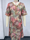 Fashion New Printed Lace V-Neck Short-Sleeved