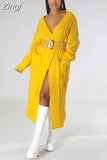 Cardigan Coat Womens Pockets Sweater Long Women Warm Sweater Thick Knitted Female Sweater Winter Streetwear 2023