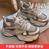 Dad Shoes Women 2025 Spring New Retro Heightening Mesh With Casual Feet Small Shoes