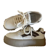 White Shoes Women 2025 Autumn And Winter New Mider Thick Soles To Increase The Round Head Lace With The Training Of Casual Board