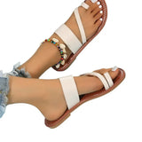 Toe Slipper Female Solid Color Round Head Wearing Large-Size Beach Cool