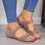 Summer Breathable Fish Mouth Shoes Comfortable Flat Bottom Fashion Toe Magic Stick Casual Sandals Large Size Women's