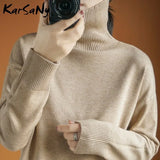 Turtleneck Women Sweater Thick Warn Pullovers For Women Knitted Tops Autumn 2023 Loose Sweater Turtleneck Women's