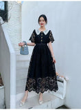 Dress Women's New Sweet Collar Collar Buckle Repair Medium Long Lace Temperament High-Sense
