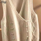 Sweater Vest Women Simple Fashion Korean All-match Solid Spring Knitwear Retro Female Design V-neck Hot Sale Vintage