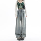 Zingj Ancient Ways Vertical Sense Jeans Female Spring And Summer Design Sense High Waist Hot Girl Small Loose Straight Tube Mop The Floor Wide Leg
