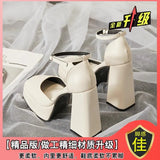 Zingj High Heel Barbie Shoes Platform Platform Thick Heel Fairy White Mary Jane Shoes Small 12Cm Wedding Dress Artifact Wedding
