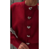 Women's Explosive Heart-Shaped Button Round-Neck Knitted