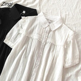 Sleeve Shirts Women Lace Preppy Style Pure Ulzzang Students Sweet All-match Casual Cute New Arrival Prevalent Mujer