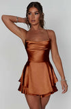 Summer New Sexy Slimming Bare Back Solid Color Sling Dress