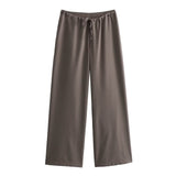 Women's ZA Hanging Neck Collar Minimalist Asymmetrical Top With Trousers
