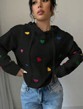 And Winter Women's Sweater Fashion Color Love Hooded Long-Sleeved Knitted