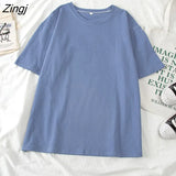 Women Short Sleeve T-shirts O-neck Embroidery Casual Simple Soft Korean Style Trendy Loose Tops Womens Sweet Girls Harajuku