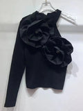 Babes In Autumn 2025 New Fashion High-End Design Sense Splicing Flowers To Repair Knitted Tops For