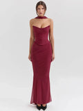 Corset And Bodycon Maxi Skirt With Neckerchief Set-Outfit