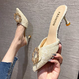 Women Wear Half-Slippers Women 2025 New French Fine And Bag Head Cool Drag Black
