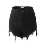Zingj New Summer Stretch-Hole Denim Shorts With A High Waist And A Thin Washedged Wide-Legged Hot