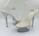 Zingj 190-1 34-43 Sexy Super Heels 15CM Heel Platform Sandals Transparent Crystal Shoes Wedding