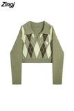 Women Knitted Crop Sweater Fashion Pullovers Ladies Winter Loose Sweater Korean College Style Women Jumper Sueter