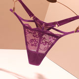 Thong Trousers Hollow Sexy Transparent Lace Without Trace Buckle Clasp Tight Tray Insightless Trace Ultra-Thin Low-Waisted Trousers