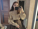 Blusas Casual Women Tops and Blouses Lace Blouse Vintage Women Autumn Lantern Long Sleeve Top Elegant Loose Shirt