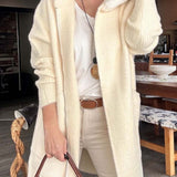 New Autumn And Winter Casual Hooded Real Fox Hair Collar Fashion Knitted Knitted Shirt Outside Fur Coat