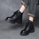 Kraft English Wind Martin Boots Women Winter New Small High-Hee Height Height Leather Boots Plus Velvet Short