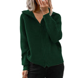 Zingj Winter New Striped Casual Coat Loose Sweater Zipper Cardigan Long Sleeve Lapel Sweater Woman-Outfit