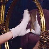High-Heeling Short-Skinned Women In The Autumn And Winter Of 2025 New British Square Head Rough And Martin Boots After Zipper Thin Fashion