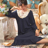 Nightgowns Women Long Sleeve Autumn Chic Popular Ulzzang Popular Vintage Female Nightwear Soft Loose Schoolgirls