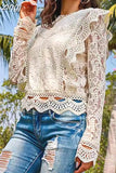 Blouse Women long sleeve White Hollow Out Shirt Ladies Elegant Long Sleeve Zipper tops Office Lady Fashion Blusas