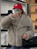 Women's Clothing 2025 Autumn And Winter 2025 New Fashion Loose Artificial Fur Collar Coat