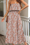 Floral Dress Women Chest Wrapping Bech Long Dress Female Sexy Strapless Elastic Waist A Line Holiday Backless