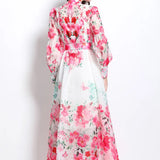 Dress Early Spring New Famous High-End Waist Lantern Sleeve Elegant Dress