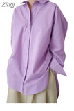Office Blouse Casual Cotton Button Long Sleeve Shirt Oversize White Loose Shirt Women Tops Irregular Women Clothes