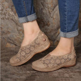 Casual Flat-Bottomed Hollow Hole Shoes Women Retro Round Head Pedal Lefu Shoes Lazy Single