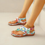 Word Sandals Women 20255 National Wind Embroidery Flowers After Buckle With Slopes And