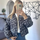 Women's Explosive Pink Print Splicing Coat - Long-Term Stocking Assured