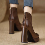 Bare Boots 2025 Autumn And Winter New Waterproof Table Retro High-Heeling Short Boots Fashion Thick And Pointed Boots