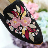 Zingj Single Shoes Cotton Shoes Pointed Shoes Muller Shoes Fashion National Style Women's Single Shoes Embroidered Cloth