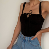 Sleeveless Camis Women Lace up Ruched Tank Top Women Summer 2021 Casual Elegant Crop Top Bandage Backless Solid