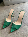 Pointed Cool Slippers Female High Heel Fish Mouth Fine Sandals Female Heel Shoes Female Heel