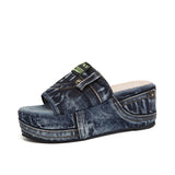 Slippers Women In Spring And Summer Wear New Trendy Shoes Fashion Thick-Soled Sandals One-Word Drag Cowboy Letter Cool