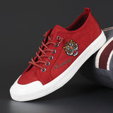 Canvas Shoes Men's Umbrella Cloth Ice Silk Breathable Cloth Shoes Low Help With Soft Embroidery Trend Casual Board Shoes