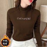 Zingj Velvet Warm Half High Collar Bottom Shirt Female Autumn And Winter Inside The Versatile 2023 New Long-Sleeved T-Shirt Female Jacket Foreign