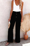 Women's Spring And Summer New Women's Pants Solid Cotton Tampons Tight Loose Leisure Wide Legs Women's