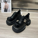 Trend Cool Square Head Small Leather Shoes Women In Autumn 2025 New Thick Soles To Increase Metal Buckle Happy