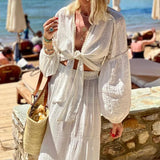 Spot 2025 Summer New Female Bohemian Bubble Sleeve Cardigan Skirt Two